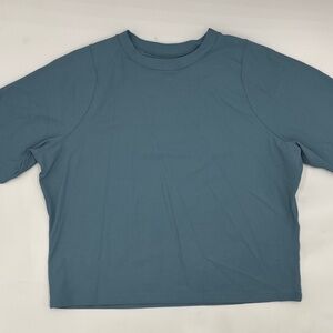 Nike Zenvy Rib Dri-FIT Short Sleeve Top in Smokey Blue